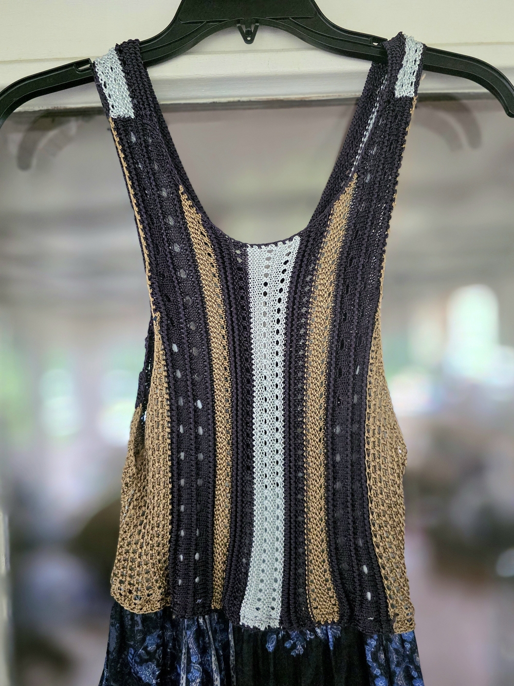Free People FP Katies Blue Mixed-Media Crochet Mini Dress Boho Concert Sz Small - Picture 2 of 4